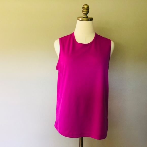 Workout Top Sleeveless Hot Pink Pullover Large - Picture 3 of 7